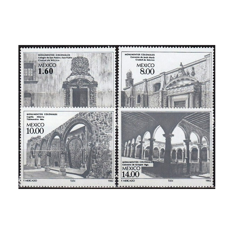 Meksikos pašto ženklai (1982). Kolonijinė architektūra