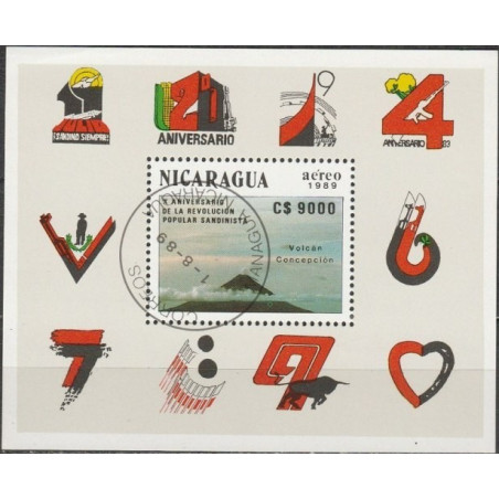 Nikaragvos pašto ženklai (1989). Vulkanas (revoliucijos metinės)