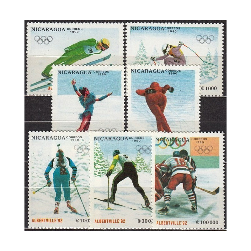 Nikaragvos pašto ženklai (1990). Albervilio žiemos olimpinės žaidynės
