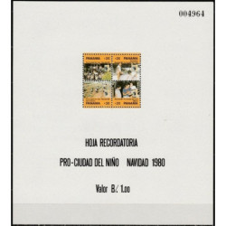 Panama 1980. Children (Hoja Recordatoria Pro-Ciudad del Nino, Navidad)