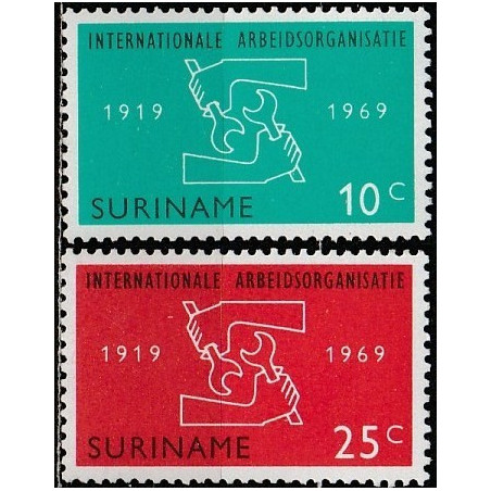 Surinamo pašto ženklai (1969). Tarptautinei Darbo organizacijai 50 metų