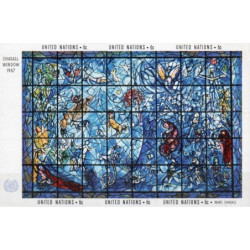 United Nations stamps (1967) for sale. Painting on window