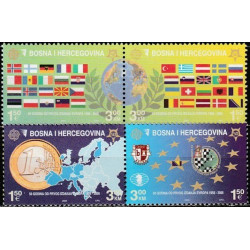 Bosnija ir Hercegovina 2005. Europa ženklams 50 metų (vėliavos, euras, žemėlapiai)