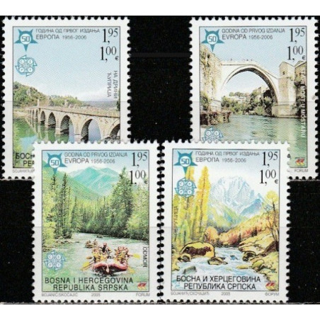 Bosnija ir Hercegovina (Serbija) 2005. Europa ženklams 50 metų (kraštovaizdžiai, tiltai)