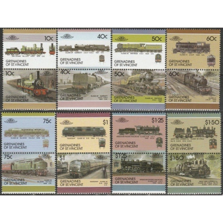 Sent Vinsento ir Grenadinų pašto ženklai (1987). Lokomotyvai (JK ir JAV)