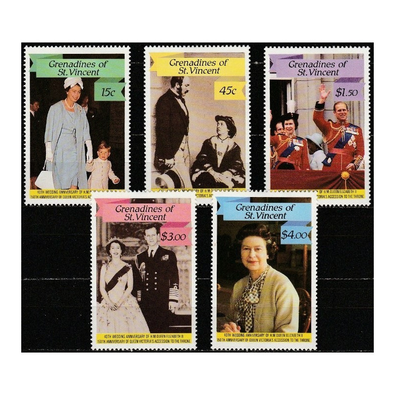 Sent Vinsento ir Grenadinų pašto ženklai (1987). Karališkosios šeimos