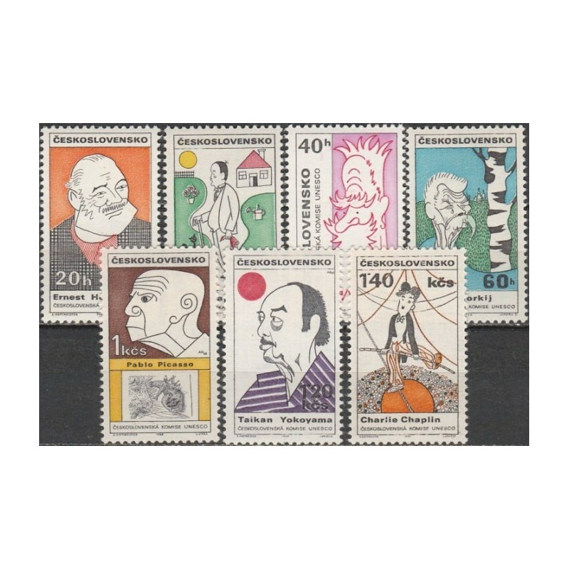 Čekoslovakijos pašto ženklai (1968). Kultūros veikėjų karikatūros