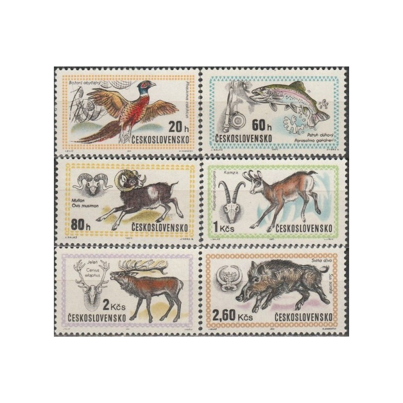 Čekoslovakijos pašto ženklai (1971). Medžiojami gyvūnai