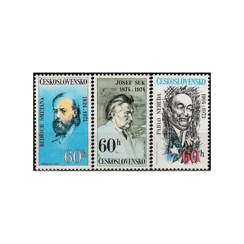 Čekoslovakijos pašto ženklai (1974). Kultūros veikėjai