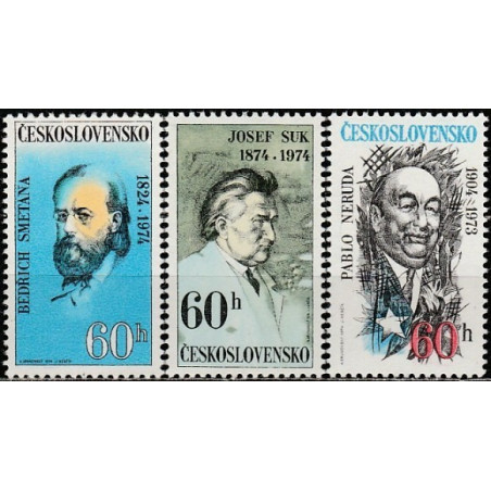 Čekoslovakijos pašto ženklai (1974). Kultūros veikėjai