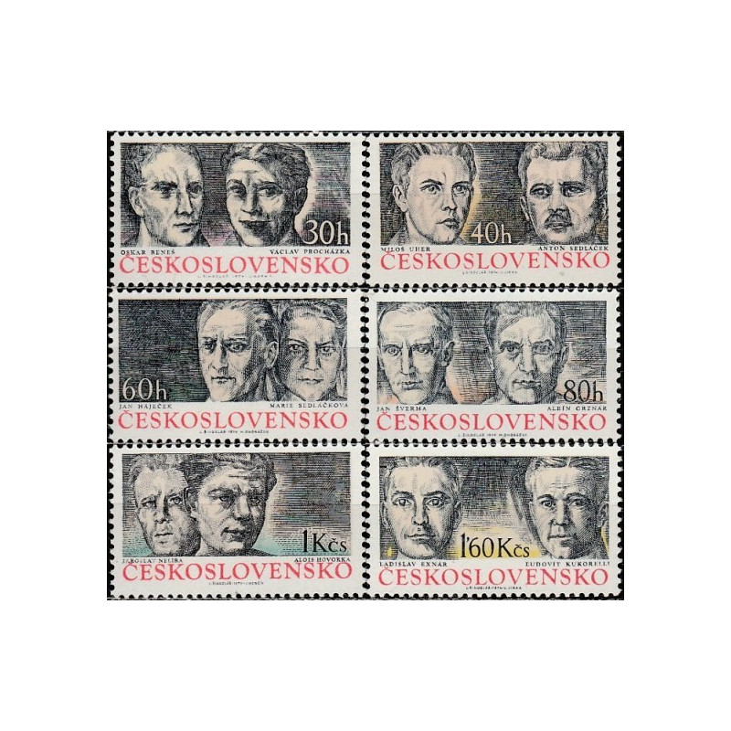 Čekoslovakijos pašto ženklai (1974). Antrojo pasaulinio karo partizanai