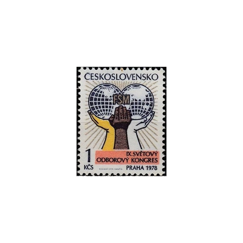 Čekoslovakijos pašto ženklai (1978). Pasaulio Profsąjungų kongresas