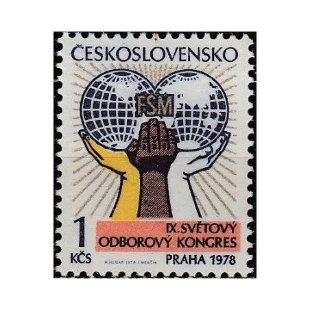 Čekoslovakijos pašto ženklai (1978). Pasaulio Profsąjungų kongresas