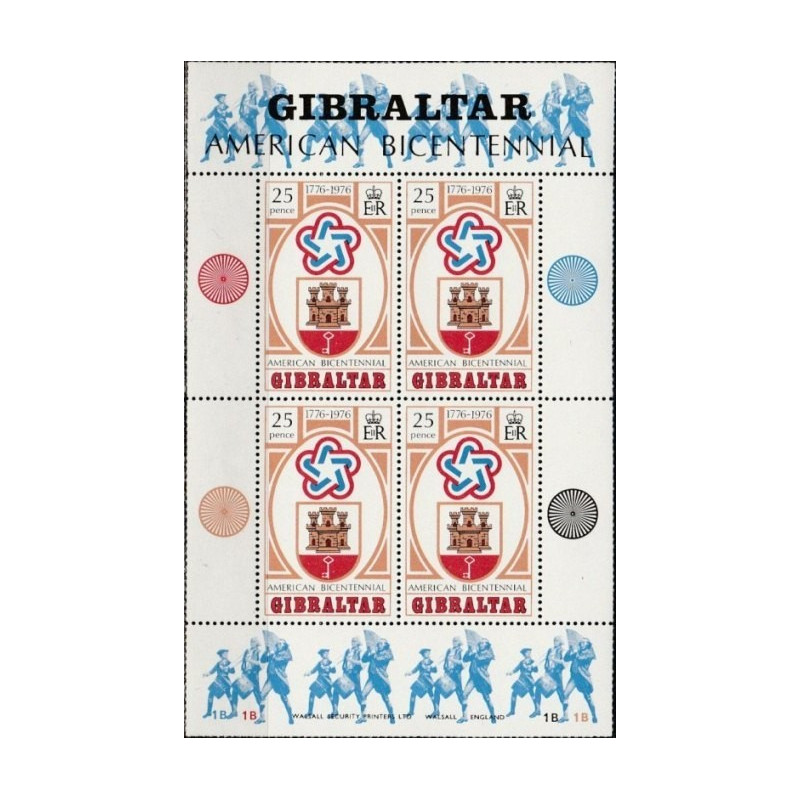 Gibraltaro pašto ženklai (1976). Amerikos revoliucijai 200 metų
