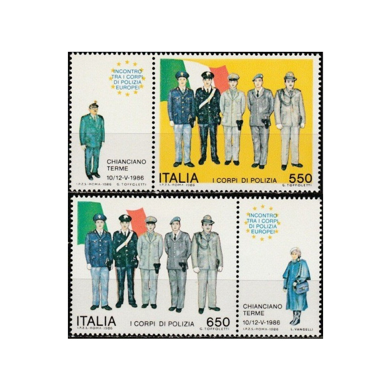 Italijos pašto ženklai (1986). Policija