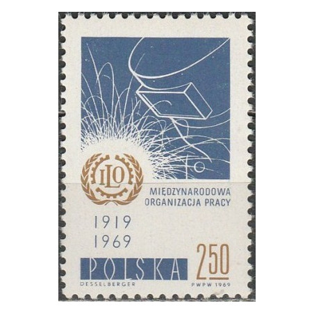 Lenkijos pašto ženklai (1969). Tarptautinė darbo organizacija