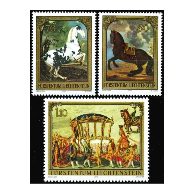 Lichtenšteino pašto ženklai (1978). Žirgai paveiksluose