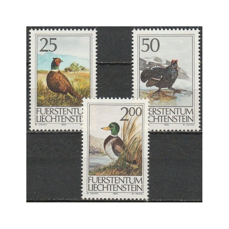 Lichtenšteino pašto ženklai (1990). Medžiojami paukščiai