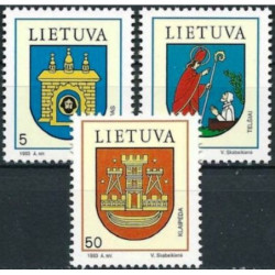 Lietuvos pašto ženklai (1993). Miestų herbai