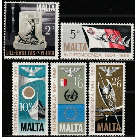 Maltos pašto ženklai (1969). Nepriklausomybei 5-eri