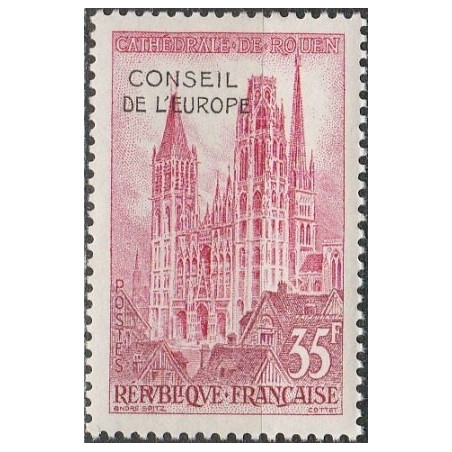Prancūzija 1958. Ruano Dievo motinos katedra (Normandija), perspaudas Europos Tarybai