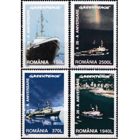 Romania stamps (1997) for sale. Greenpeace ships