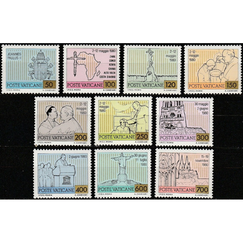 Vatican stamps (1981) for sale. Voyages of John Paul II
