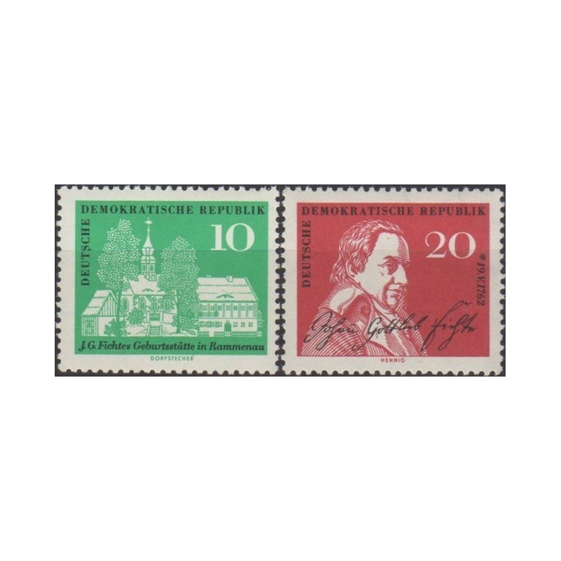 East Germany 1962. Johann Gottlieb Fichte (German philosopher)