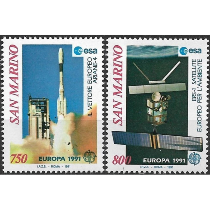 San Marino pašto ženklai (1991). Europos kosmoso tyrinėjimai