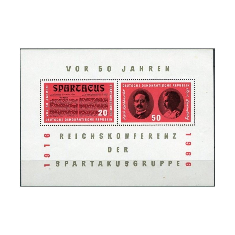 Rytų Vokietijos pašto ženklai (1966). Spartako Sąjunga (marksistai)