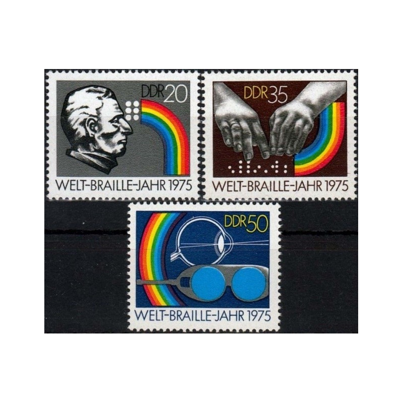Rytų Vokietijos pašto ženklai (1975). Brailio metai