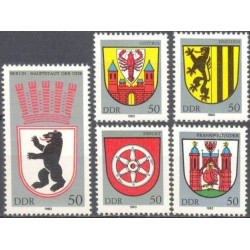 Rytų Vokietijos pašto ženklai (1983). Miestų herbai