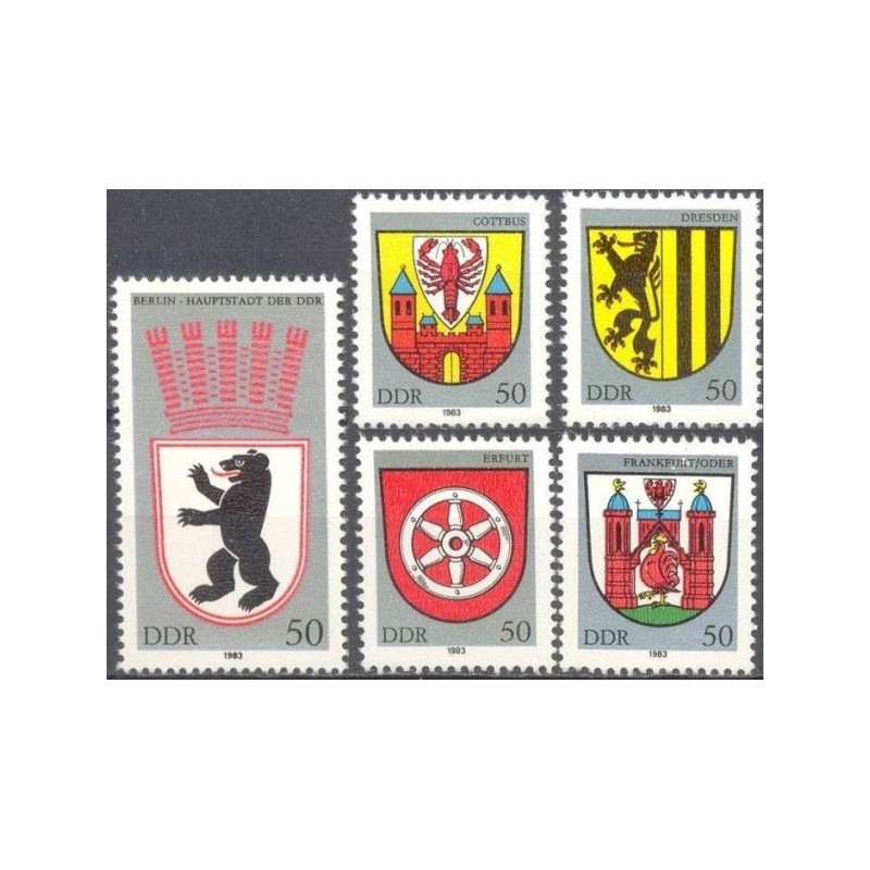 Rytų Vokietijos pašto ženklai (1983). Miestų herbai