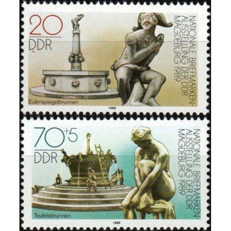 Rytų Vokietijos pašto ženklai (1989). Filatelijos paroda (fontanai)