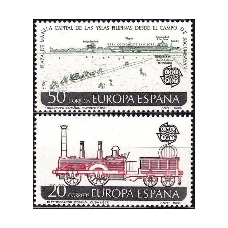 Ispanijos pašto ženklai (1988). Transportas ir ryšiai
