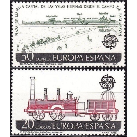 Ispanijos pašto ženklai (1988). Transportas ir ryšiai
