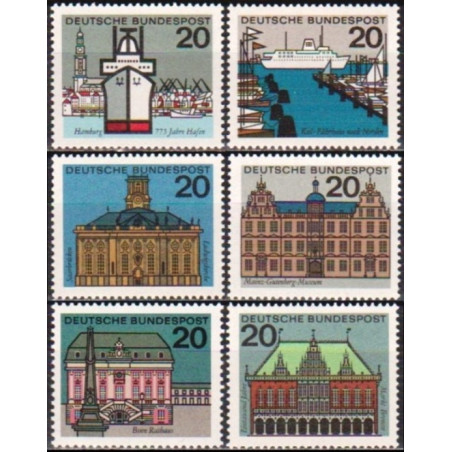 Vokietijos pašto ženklai (1964). Federalinių žemių sostinės
