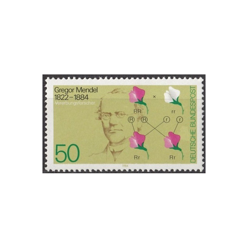 Vokietija 1984. Gregoras Mendelis (Austrijos vienuolis augustinas, genetikos pradininkas)