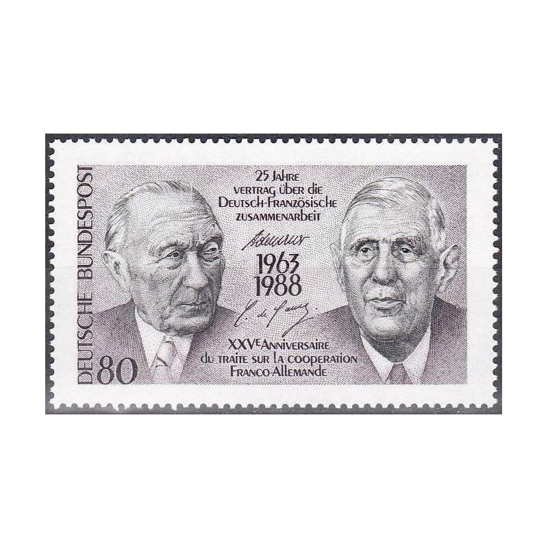 Vokietijos pašto ženklai (1988). Prancūzijos ir Vokietijos vadovai