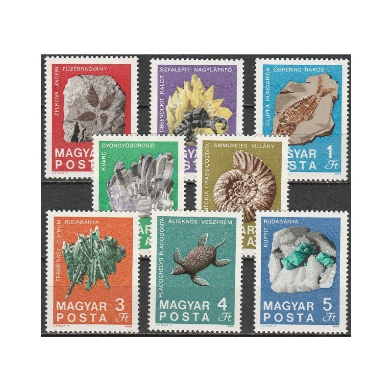 Vengrijos pašto ženklai (1969). Priešistorinė fauna (fosilijos)