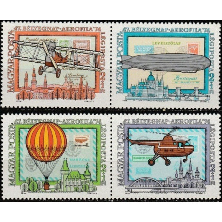Hungary stamps (1974) for sale. History of aviation