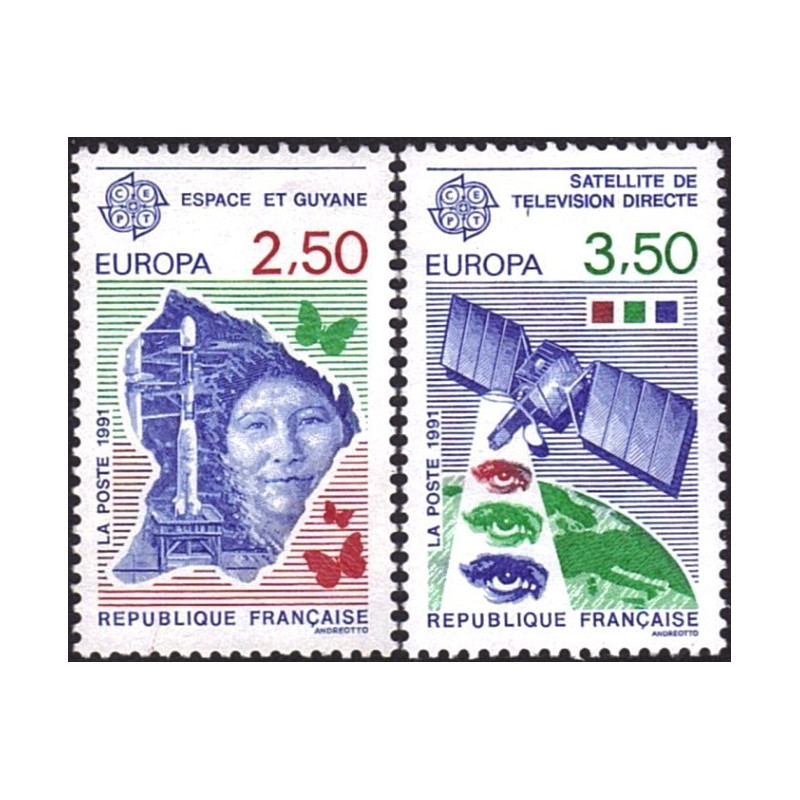 Prancūzijos pašto ženklai (1991). Europos kosmoso tyrinėjimai