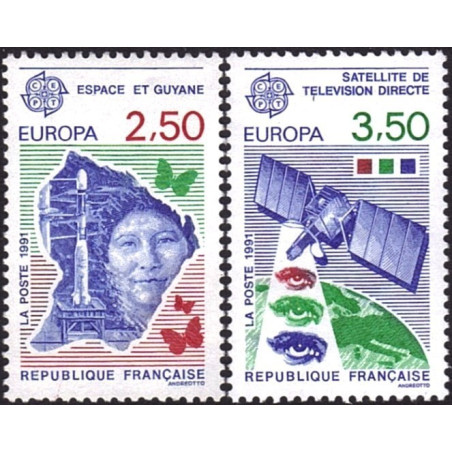 Prancūzijos pašto ženklai (1991). Europos kosmoso tyrinėjimai