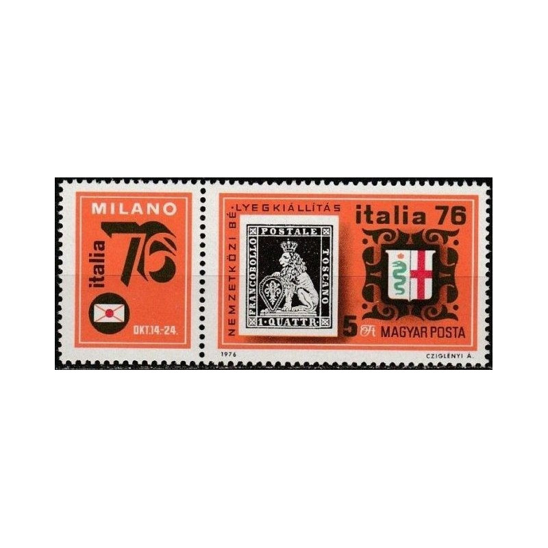 Vengrijos pašto ženklai (1976). Filatelijos paroda Italia